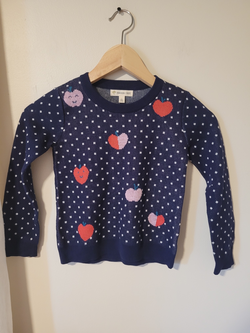 Tucker-Tate Navy Knit Sweater with Apple Pattern